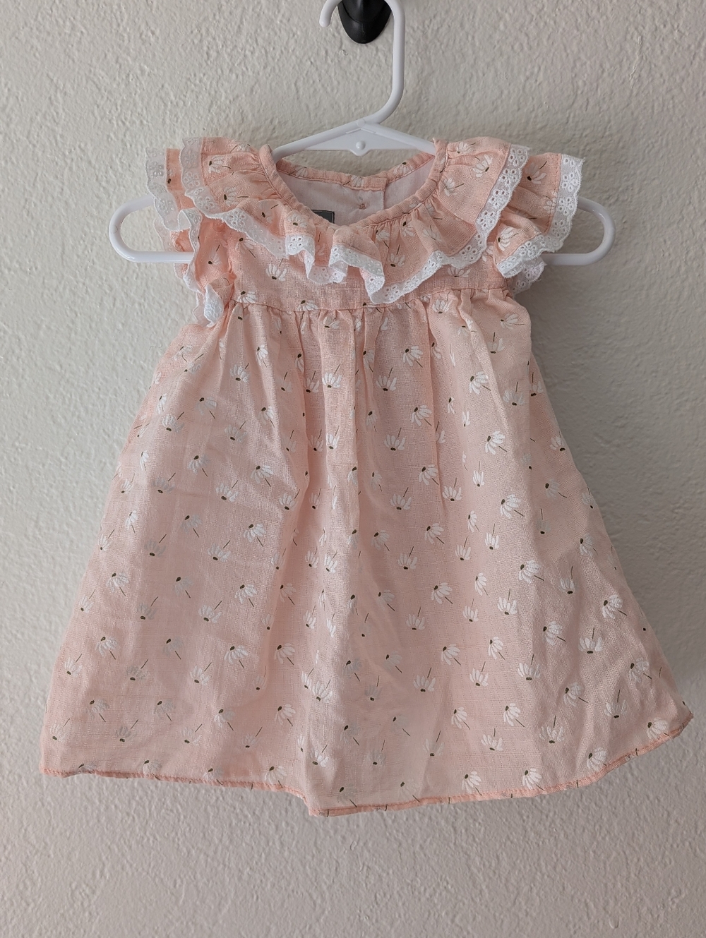 Pastourelle by Pippa & Julie Ruffled Collared Light Pink Daisy Dress Baby 3-6M